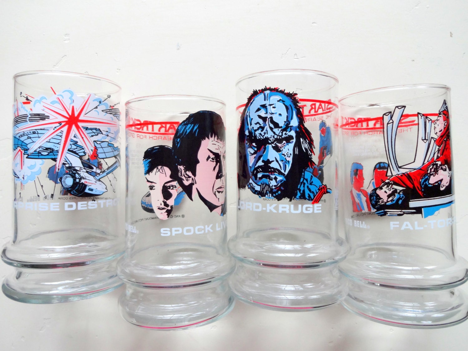 Vintage Set of 4 Star Trek Collector's Drinking Glasses