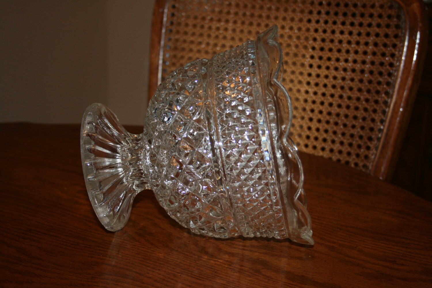 Vintage Clear Centerpiece Glass Bowl Footed Compote Bowl