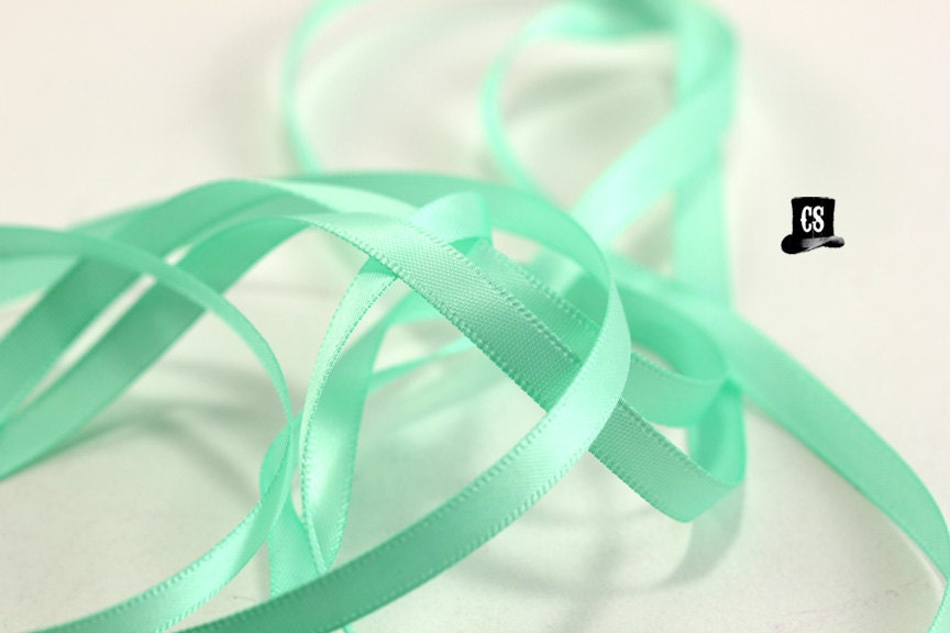 100 yards Mint Green Satin Ribbon 1/4 inch Invitation