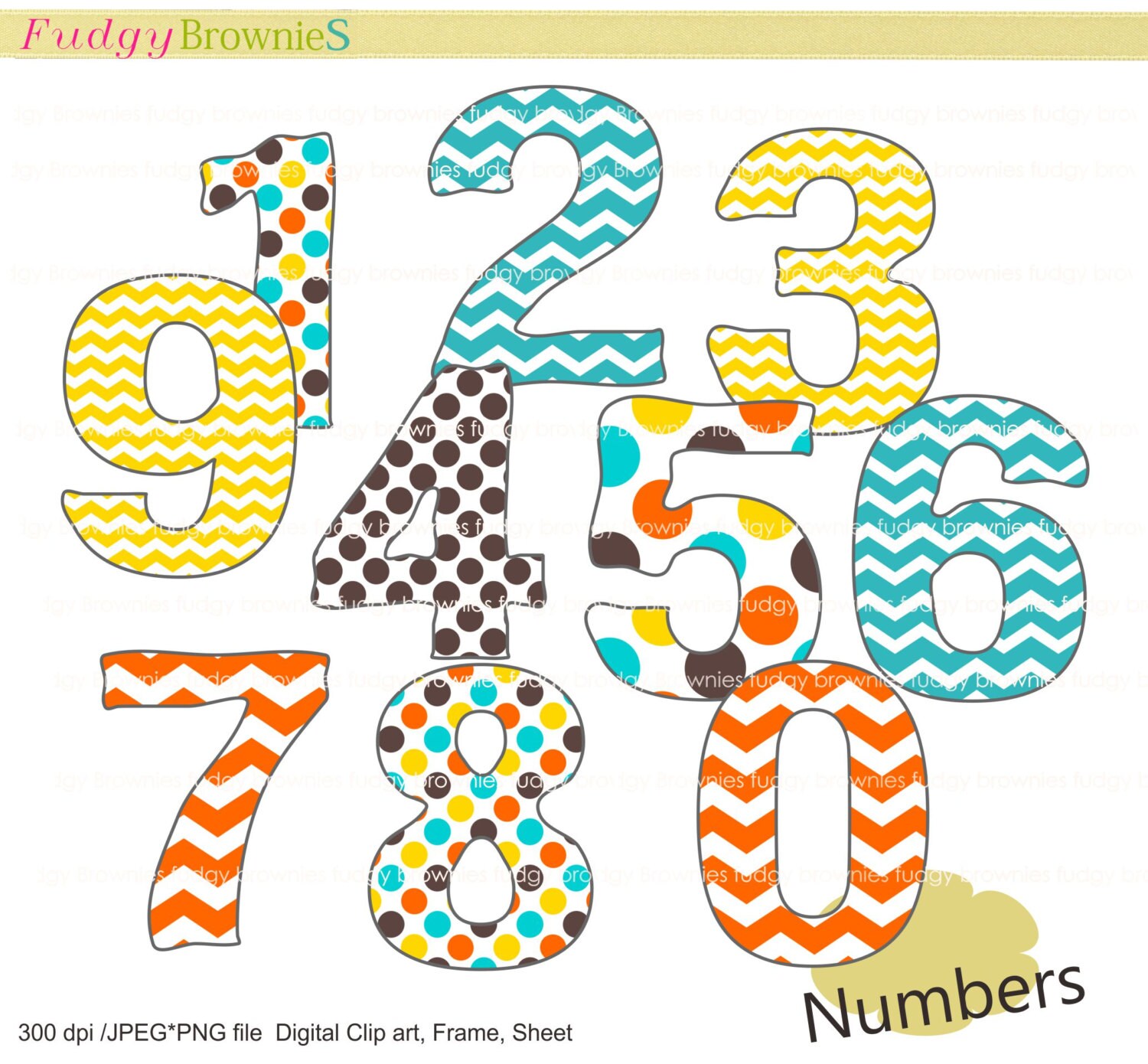 Digital clip art set numbers number 1 to 10 by fudgybrownies