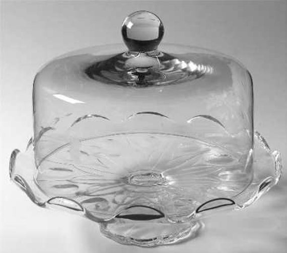 Princess House Crystal Heritage Cake Platter with Lid