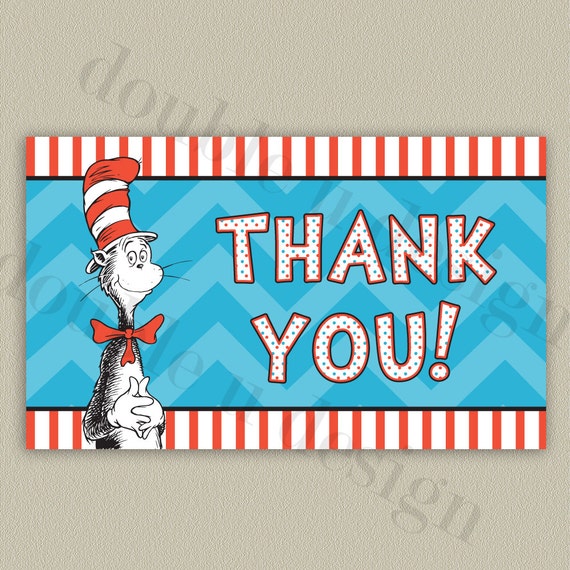 Cat in the Hat Thank You Note Printable with by doubleudesign