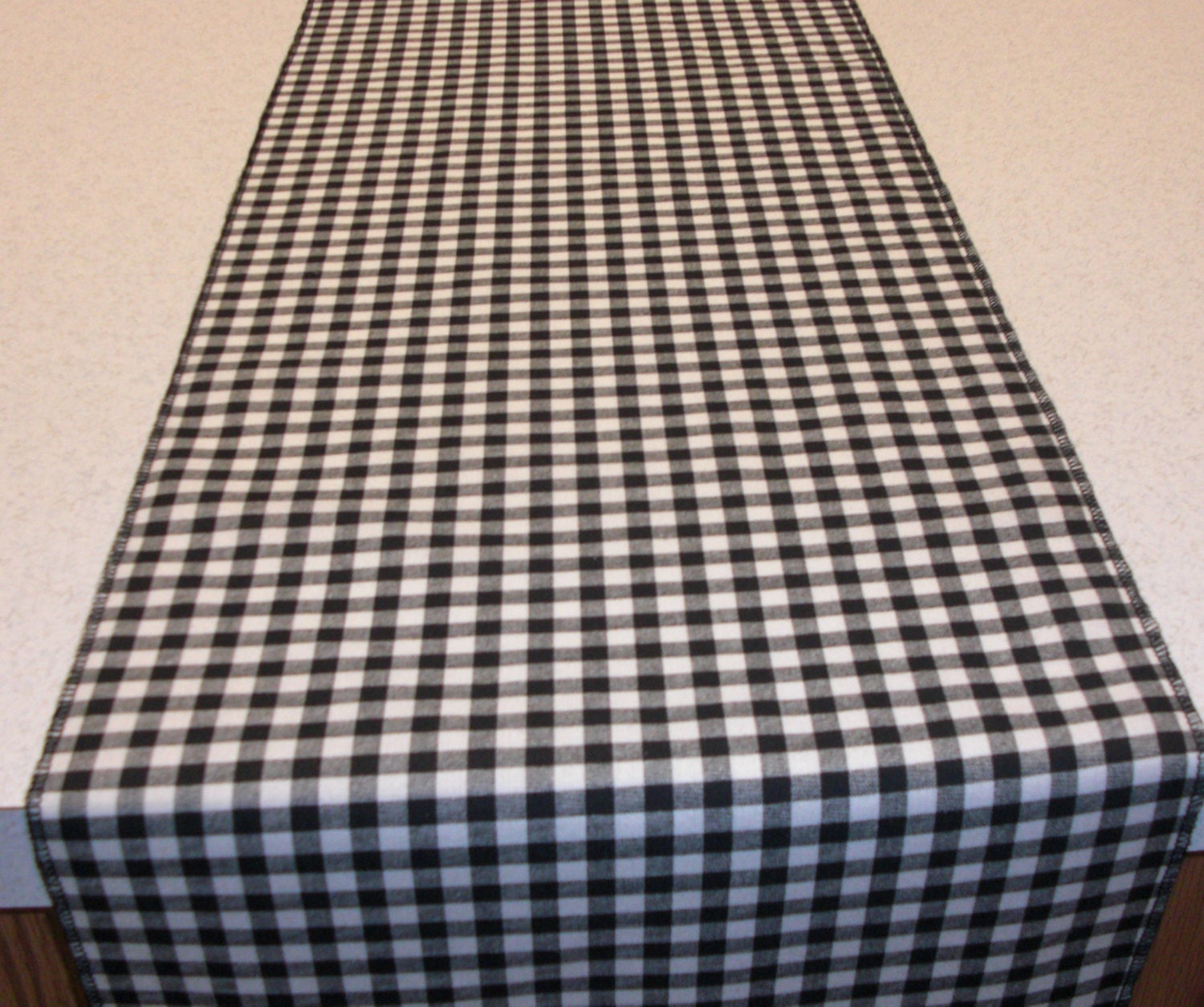 11 x 72 Black and white Gingham Table Runner