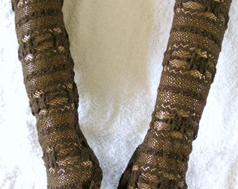 Handmade Fingerless Gloves In Beautiful Chocolate Brown Lace Elegant Gloves