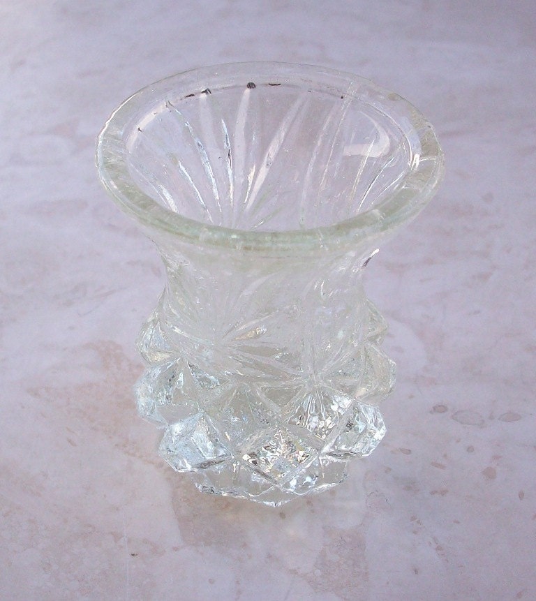 Set of 2 Pale Green Cut Glass Toothpick Holders Haute Juice