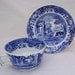 Vintage Spode Italian Design Tea Cup and Saucer, Blue and White Bone China, British Vintage