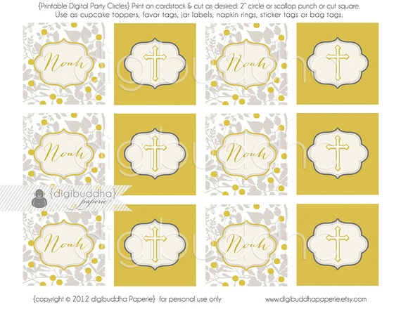 baptism-party-circles-cupcake-toppers-2-25-printable-yellow-gray