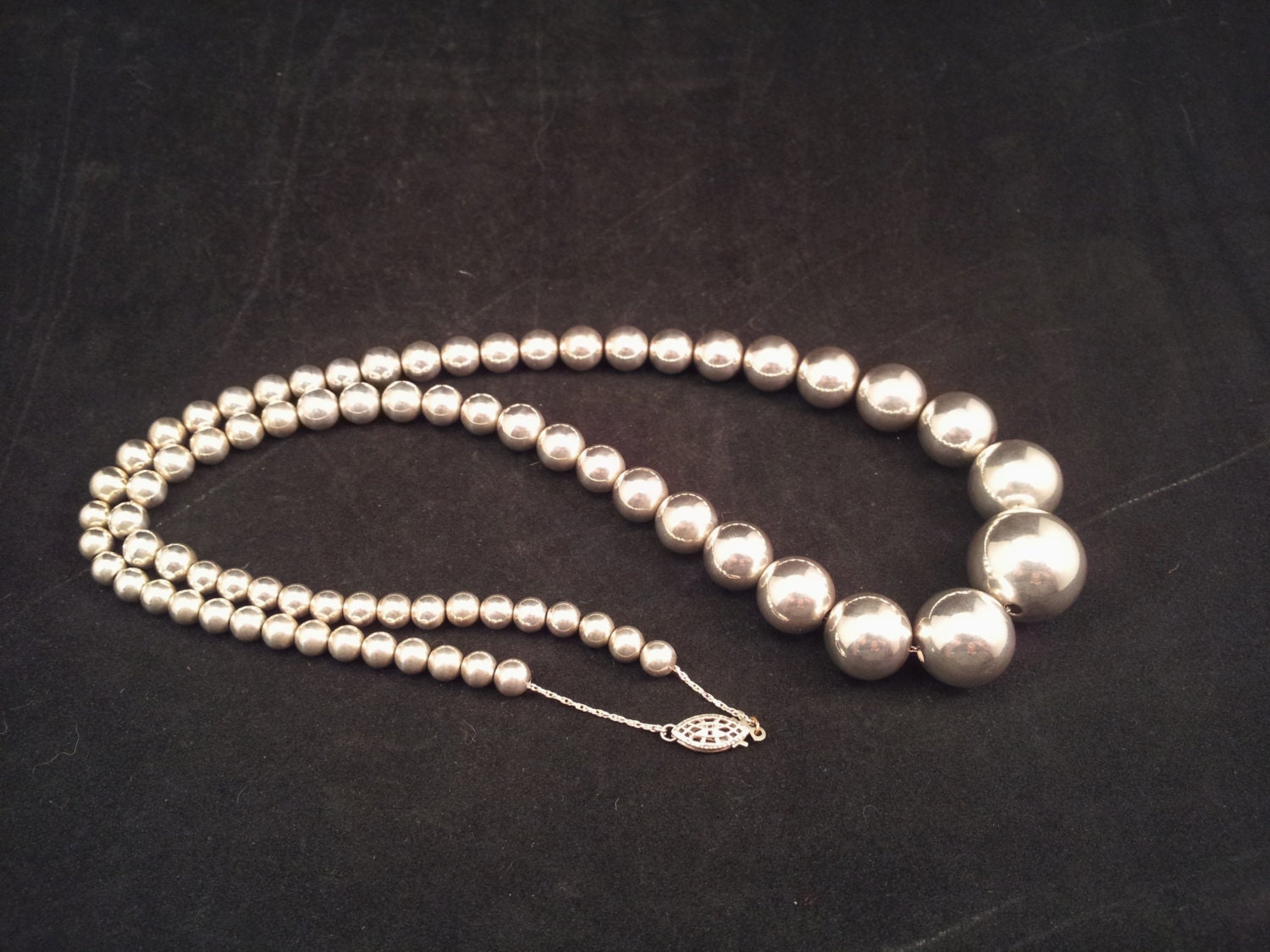 Vintage Sterling Bead Necklace by txrockhound on Etsy