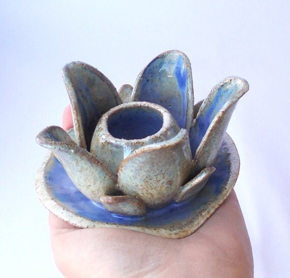 Lotus Flower. Ceramic candle holder like Water Lilies or vase