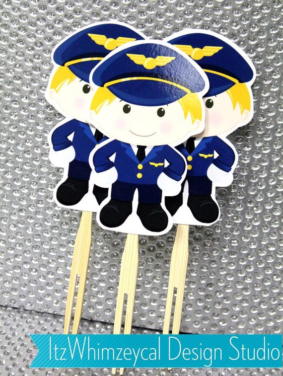 Airline Pilot Cupcake Toppers Il_570xn
