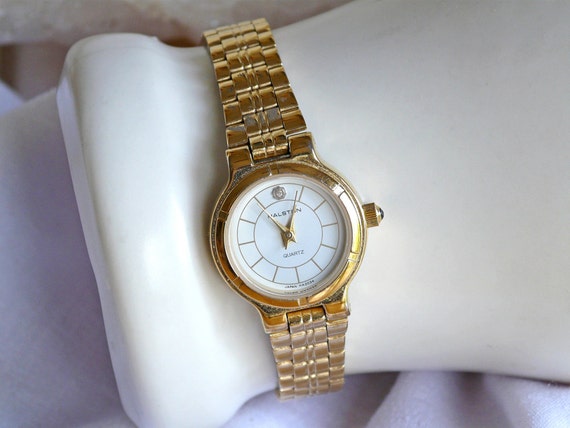 vintage Halston ladies gold tone quartz watch