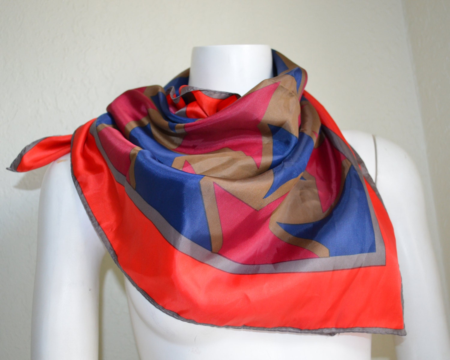 Vintage Polyester Totes Rain Scarf Large Headscarf 1976 Retro