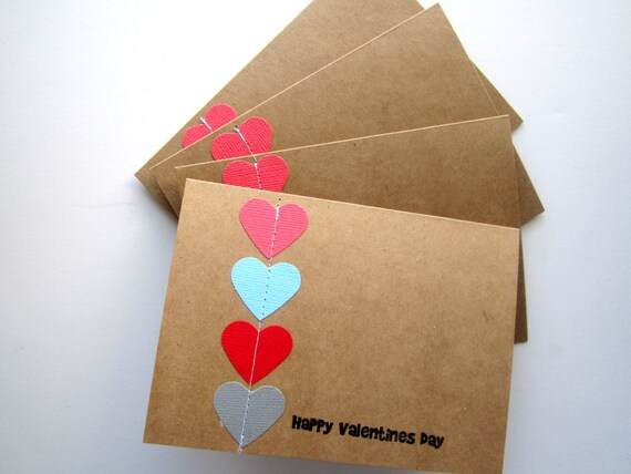 Items similar to Valentines Cards, Happy Valentines Day, Set of 4 on Etsy