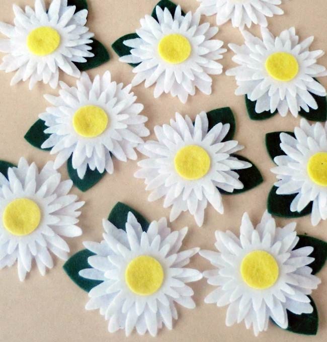 Felt Flower Embellishments felt applique 5 pieces for
