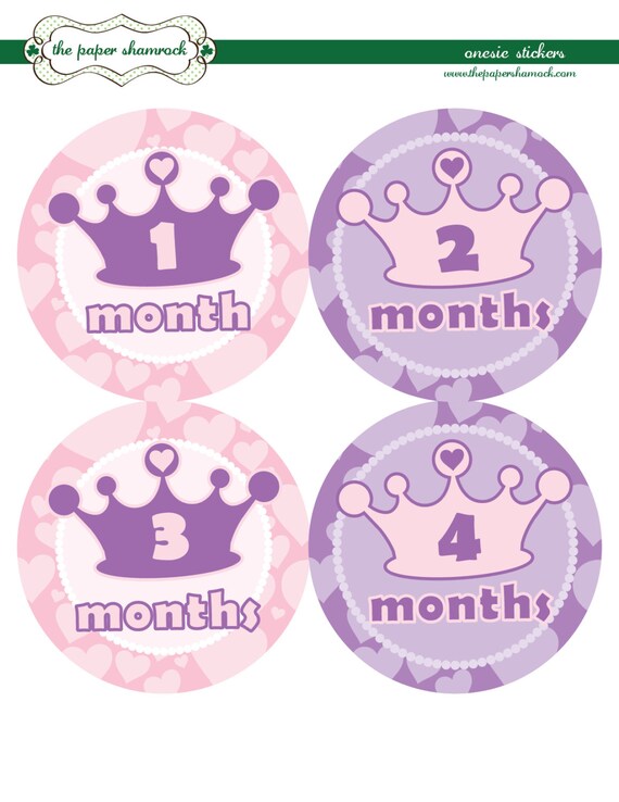 Princess Tiara - Baby Monthly Milestone Stickers, Baby Stickers, Monthly Stickers, Month Stickers, First Year Belly Sticker Il_570xn