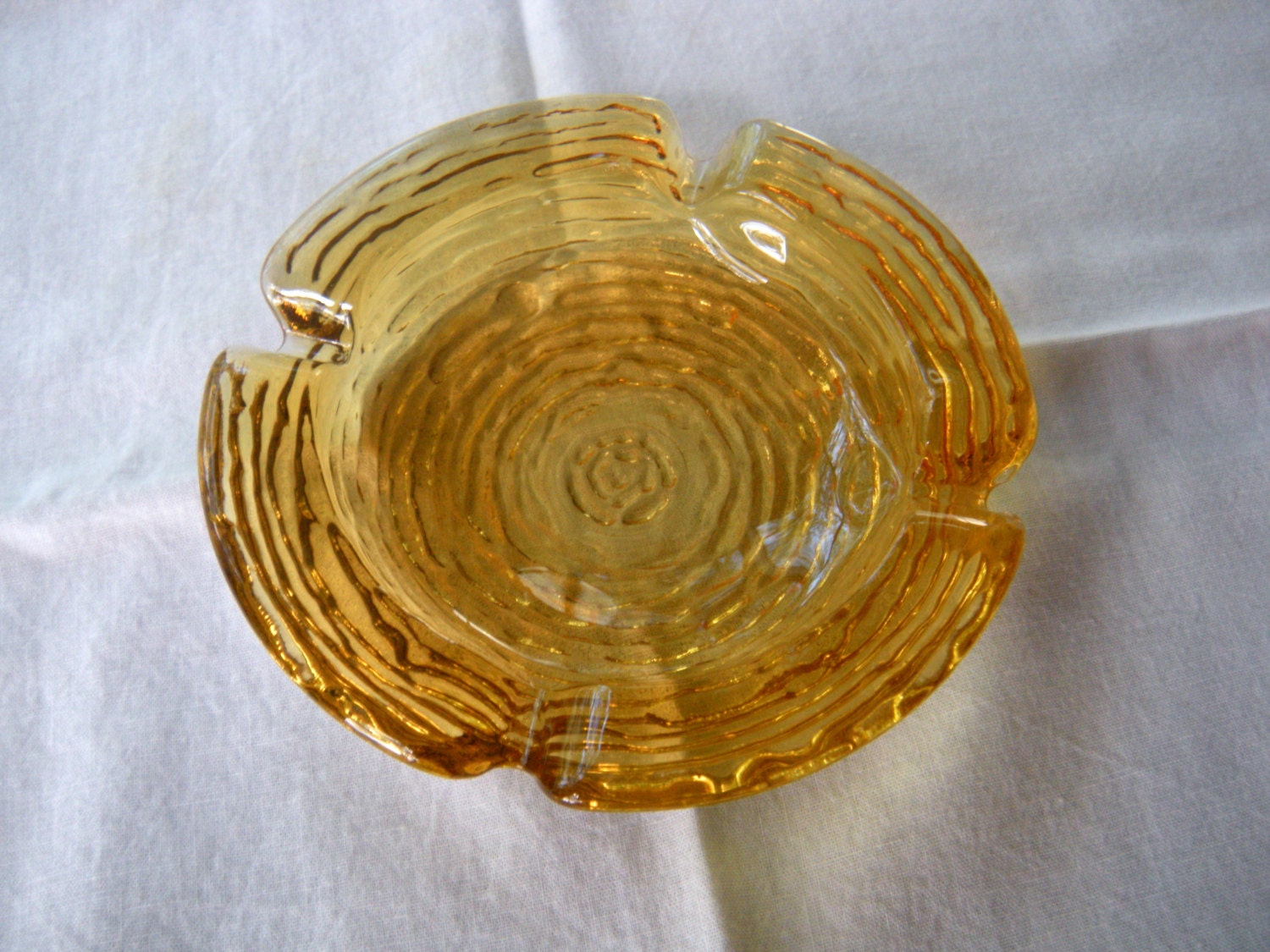 Small Vintage Anchor Hocking Amber Glass Ashtray By Aprilleialoha