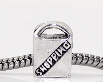 SALE Shopping Bag Beads Antique Silver 13x9mm 3 pcs - Ships IMMEDIATELY from California - B625