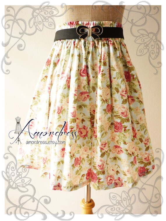 floral skirt vintage inspired shabby chic skirt blue by amordress floral skirt vintage inspired shabby chic skirt blue by amordress