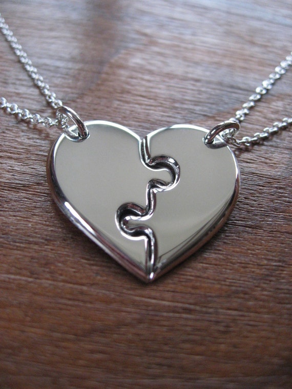 Two Best Friends Heart Pendant Necklaces