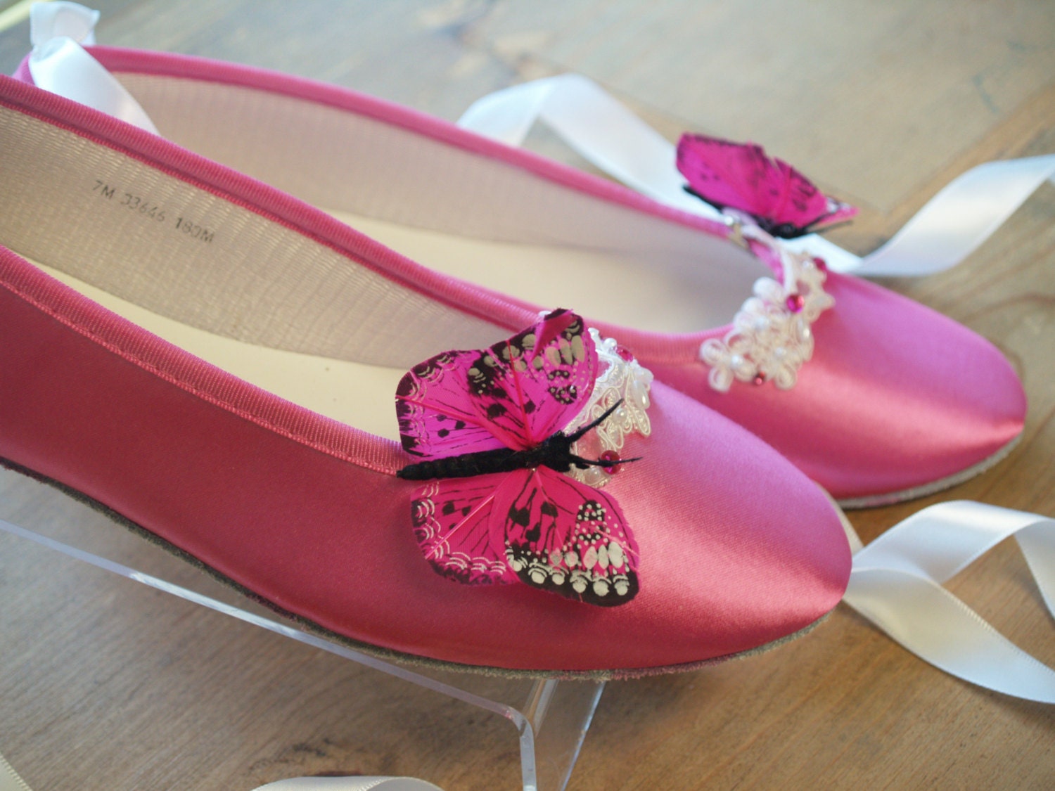 Ready to Ship Size 7 Hot Pink Wedding Flat ShoesHot Pink