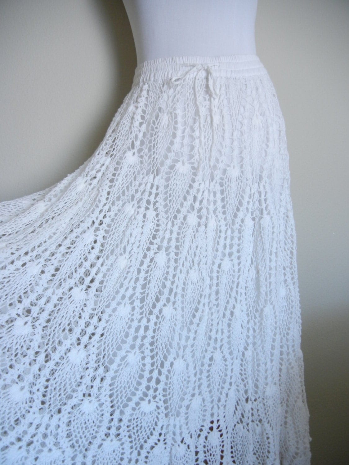 White Crochet Skirt long Crochet Skirt White Cotton