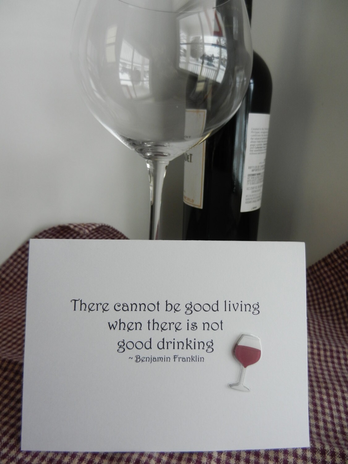 Wine Card Handmade Greeting Card perfect for gifting by lindaoakes