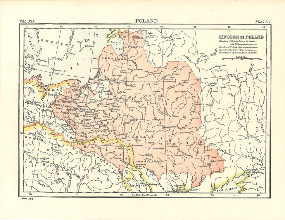 old map of Poland.... from a 1904 Encyclopedia by Route44West