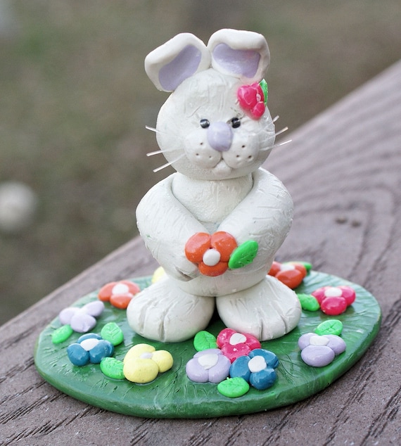 Items similar to Easter Bunny Sculpture Polymer Clay, Rabbit, Statue