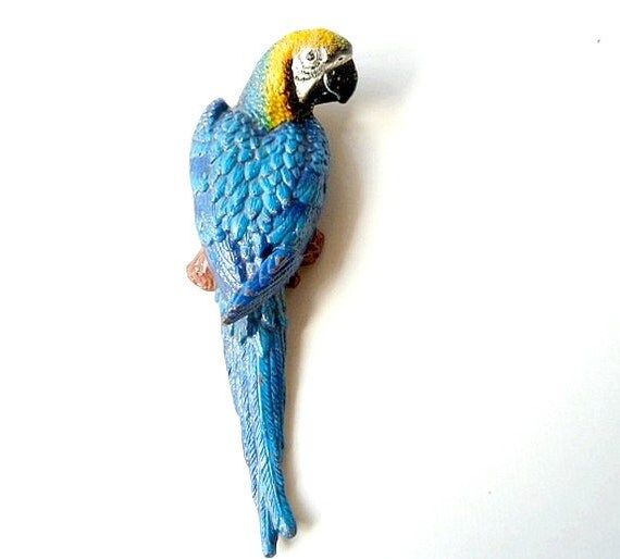 Vintage Parrot . Wall Hanging .Cast iron. Blue