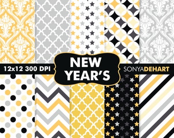 80% OFF Sale Digital Paper New Year's Eve Background Patterns