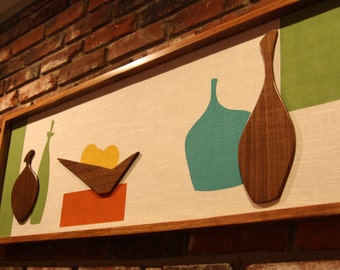 Mid Century Modern Witco Wall Art Sculpture Painting Retro Eames Era Mad Men