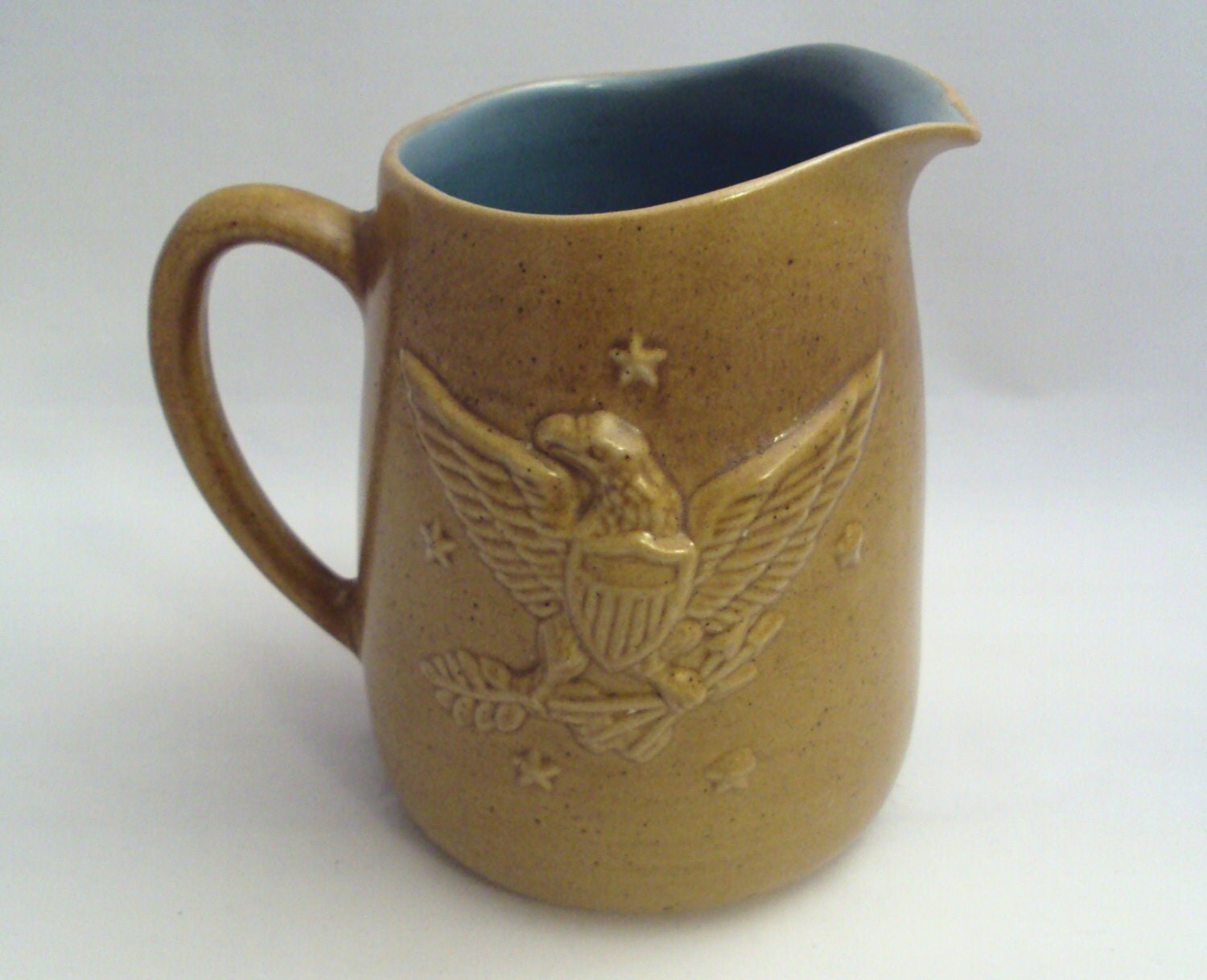 Vintage Chatham Potters American Bicentennial Eagle Stoneware Pitcher Jug Haute Juice