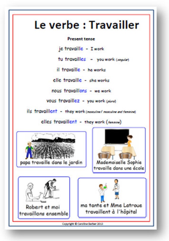 Items similar to French ER Verb Travailler School