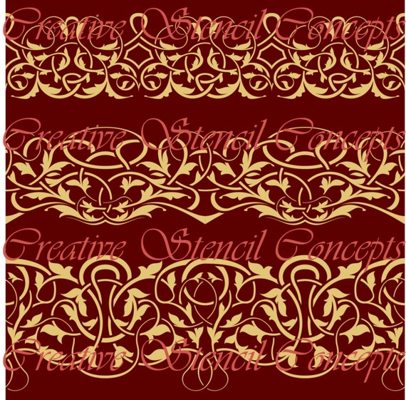 classic victorian style border stencil multiple sizes
