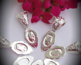 Silver Plated 25x8mm Filigree Glue On Bails