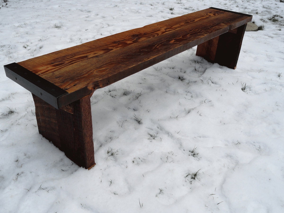 6 Ft Industrial Bench With Wood Legs