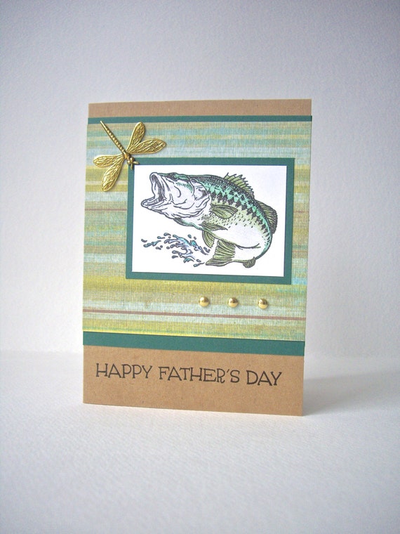 happy father's day card handmade bass card fishing card