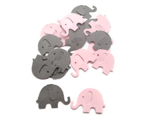 100 Piece Grey and Pink Elephant Confetti - Baby Showers, Pink and Grey Showers, Sweet Elephants, Modern Baby Shower
