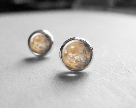 Mars Earrings Stud Post, Outer Space Jewelry, Planet Stud Earings ...