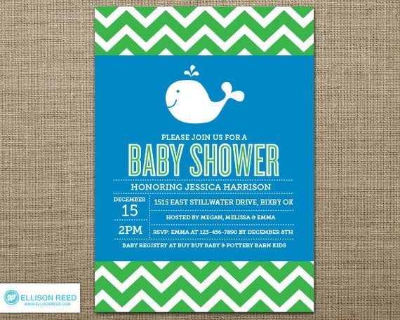 ... - Boy Baby Shower Invitation - Baby Shower Printable - Blue - Green