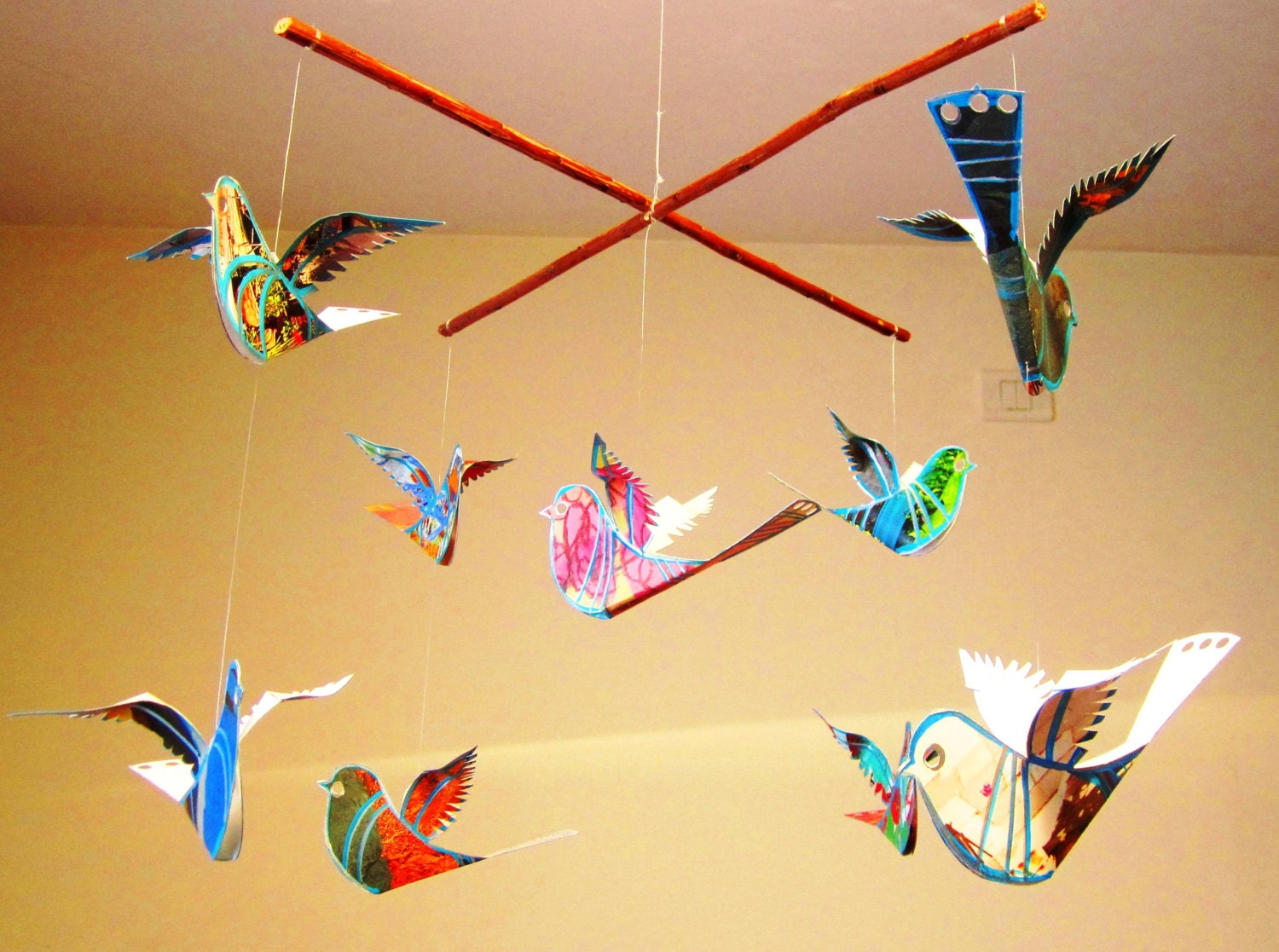 Mobile Bird Mobile Handmade hanging mobile for babies