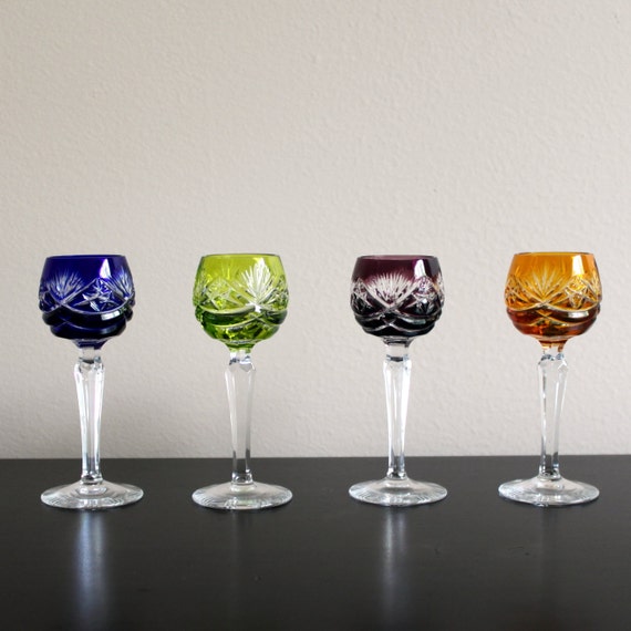 Set of 4 Nachtmann Cased Cut to Clear Crystal Cordial Glasses