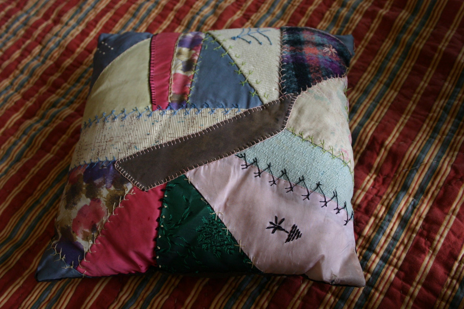Crazy Quilt Vintage Pillow