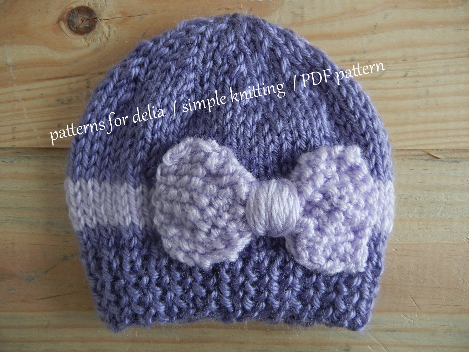 Bow Hat KNITTING PATTERN newborn baby infant by PatternsForDelia