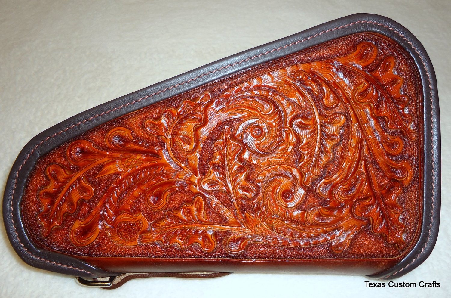 Leather Pistol Case with Hand Tooled Western by texascustomcrafts