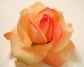 Rose Hair Clip, REAL TOUCH, Rose in Coral, or Peach for Wedding, Flower Girl, Bride, Bridesmaid, Teen, Child, Gift Idea or Lapel, Hat, Shoes