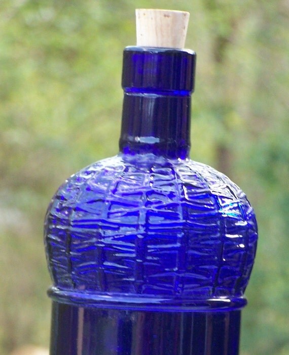 Vintage Cobalt Blue Glass Decorative Canadian Wine Bottle with