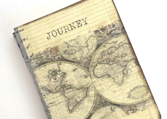 Pocket Travel Journal  World  Map  Journal  Mini Altered