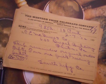 3 1900s Antique Handwritten Paper Telegraphs Telegrams