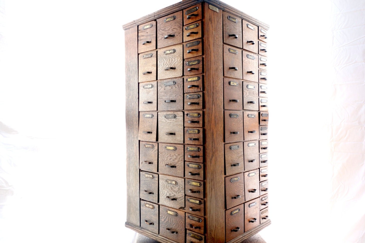 Sold Antique Rotating Hardware 130 Drawer Solid Oak